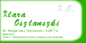 klara oszlanszki business card